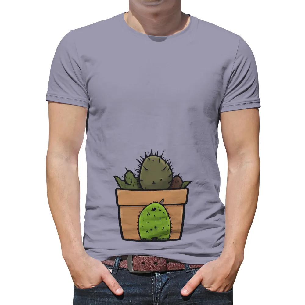 Graphic Tees: Whimsical Cactus Pot - Funny & Quirky Design|white sierra gobi desert shirt