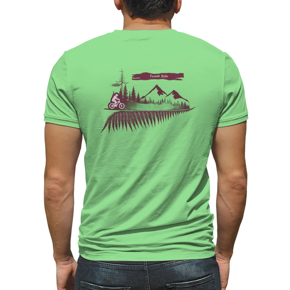 Custom T-Shirt Printing: Forest Ride Adventure| deep purple background