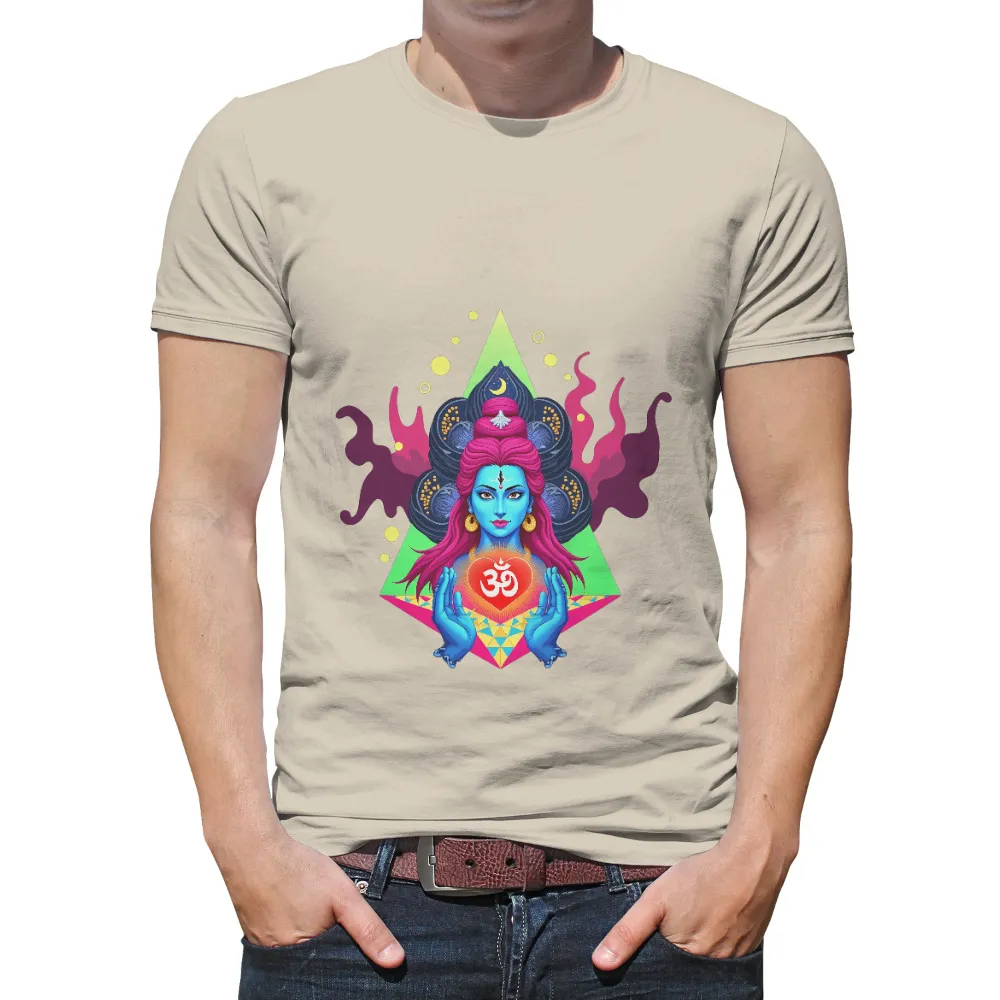 Tee Shirts Printed: Divine Figure with Sacred Symbols| vibrant colors