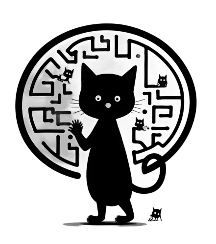 Custom Tee Shirts: Black Cat Maze Adventure