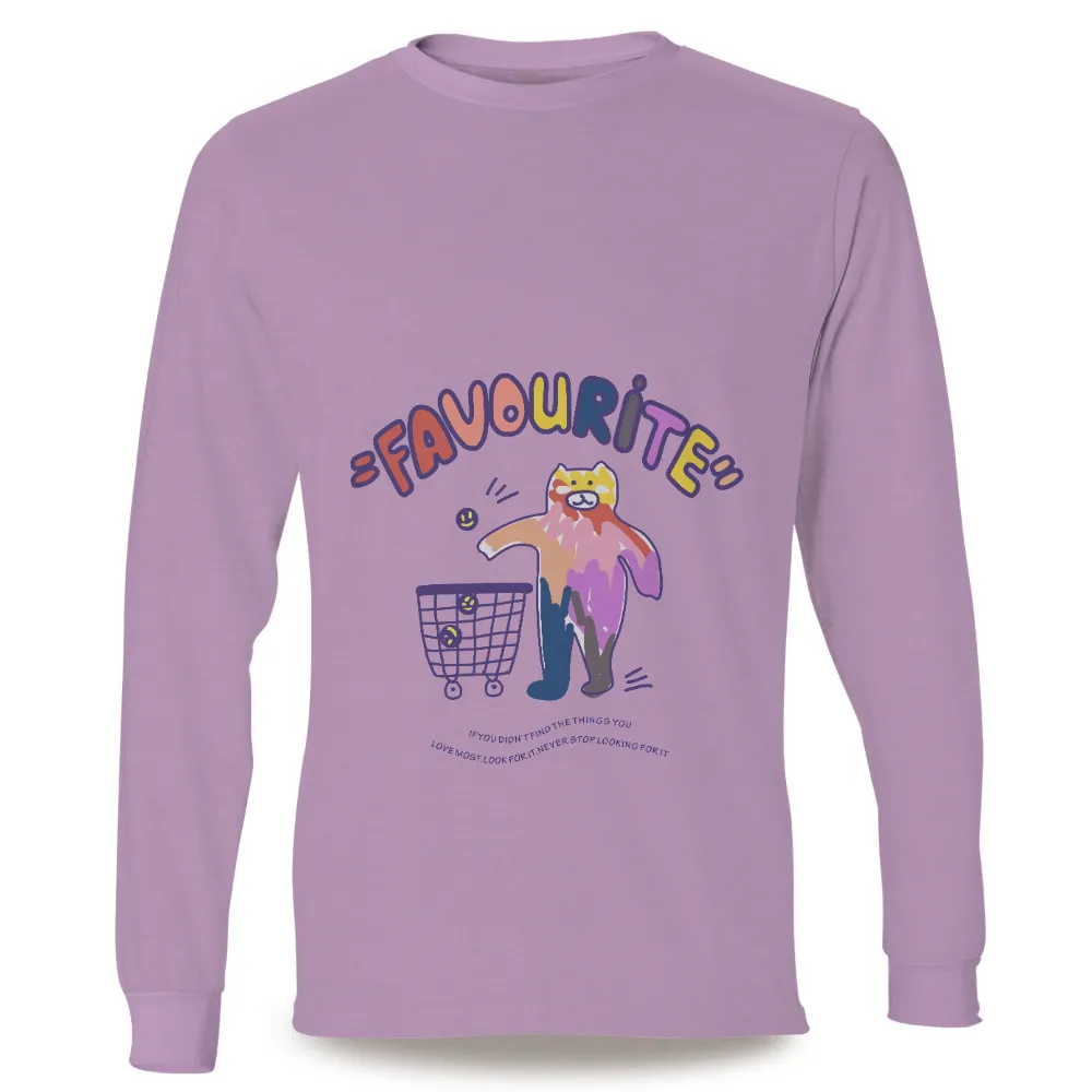 Customized Tee Shirts: Whiskers' Quirky Shopping Adventure|colorful graffiti