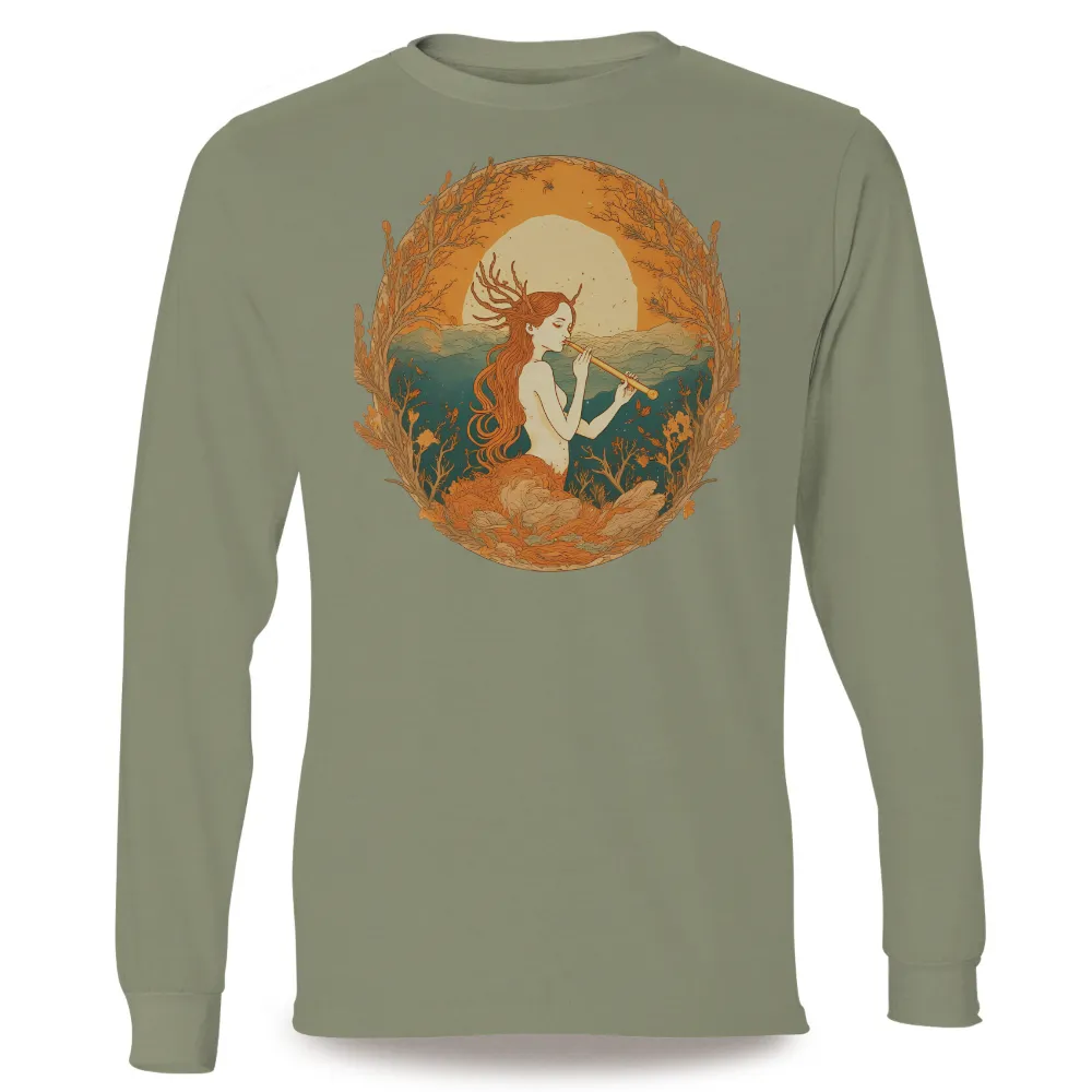 Shirts Graphic Tees: Nature's Melody - Autumn Forest Spirit|bear with deer antlers t shirt