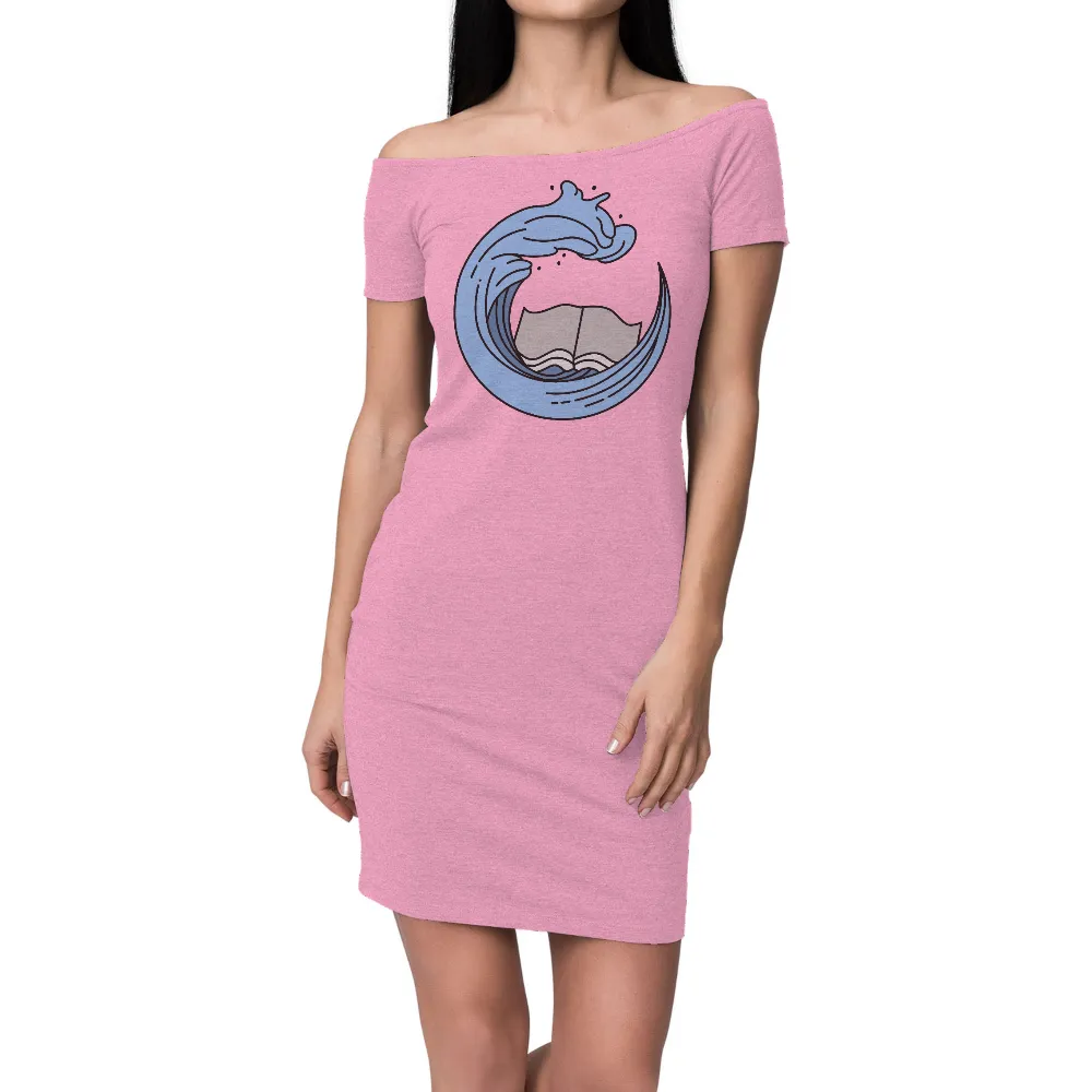 Tee Shirt Printing: Ocean Wave and Book - Adventure in Knowledge|adventure time dancing with monsters shirt