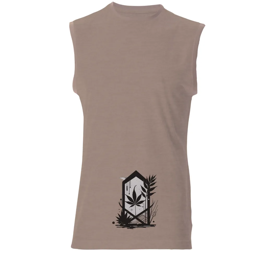 Custom T-Shirt Printing: Geometric Cannabis Leaf Art|black and white shirt price