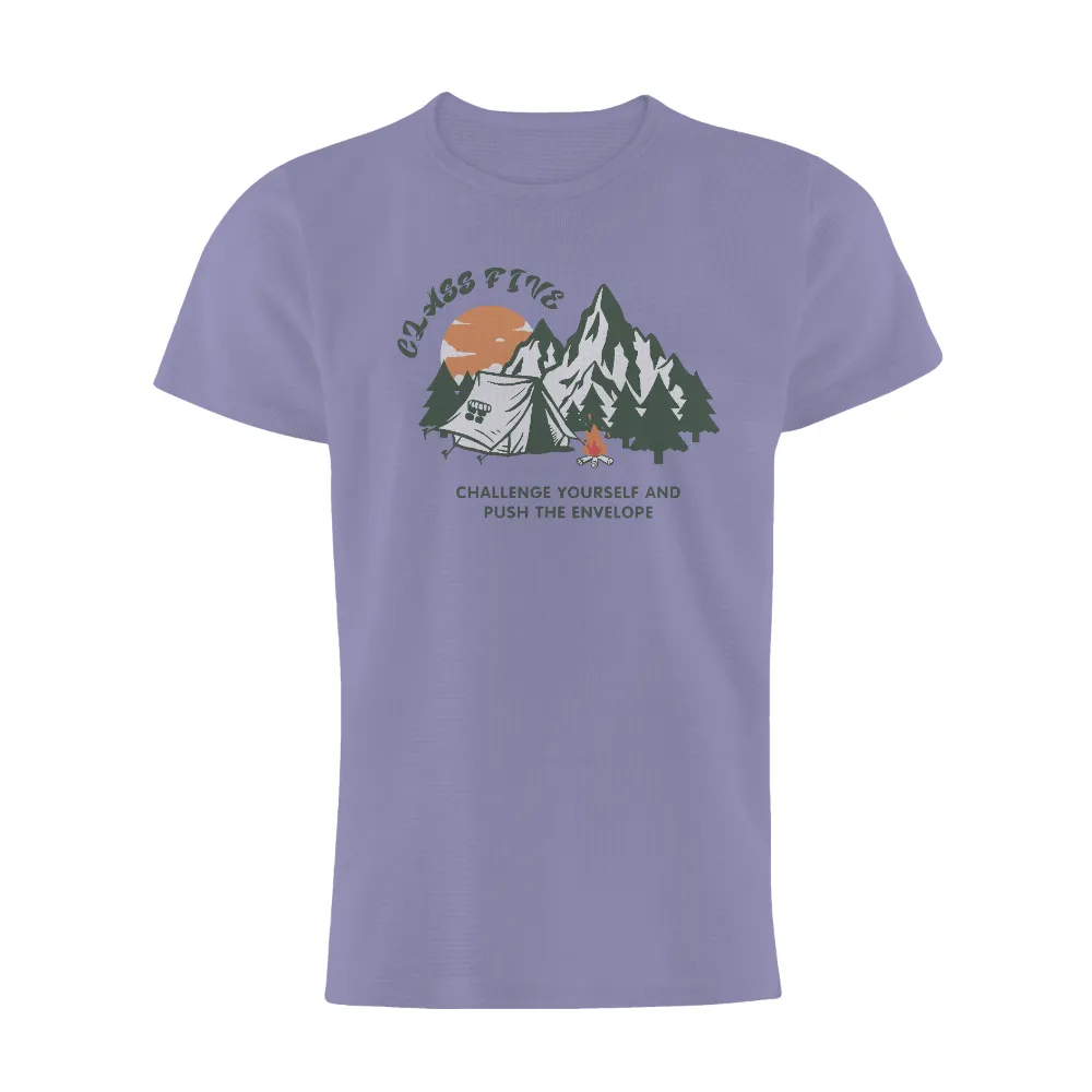 Tee Shirts Printed: Adventure Awaits - Challenge Yourself and Push the Envelope|camping theme teacher shirts