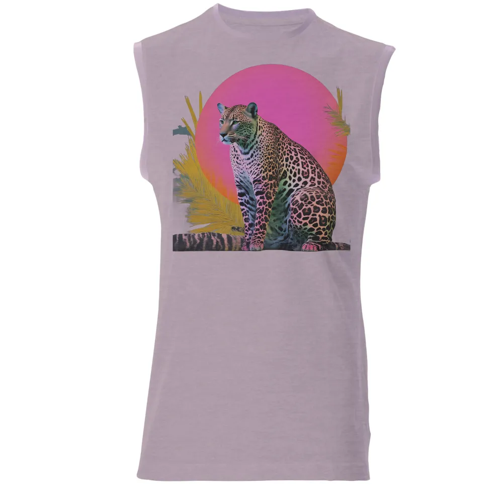 T-Shirts Design: Neon Leopard in the Jungle - Artistic Cyberpunk Nature|tropical half sleeve shirts