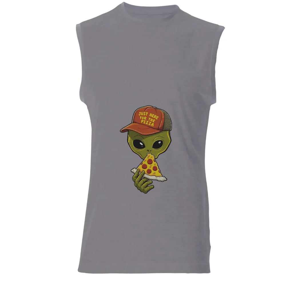 T-Shirts Custom: Alien Pizza Lover | Funny & Quotes Tees|Whimsical alien eating pizza