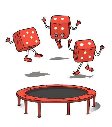 TShirt Design: Playful Dice on Trampoline