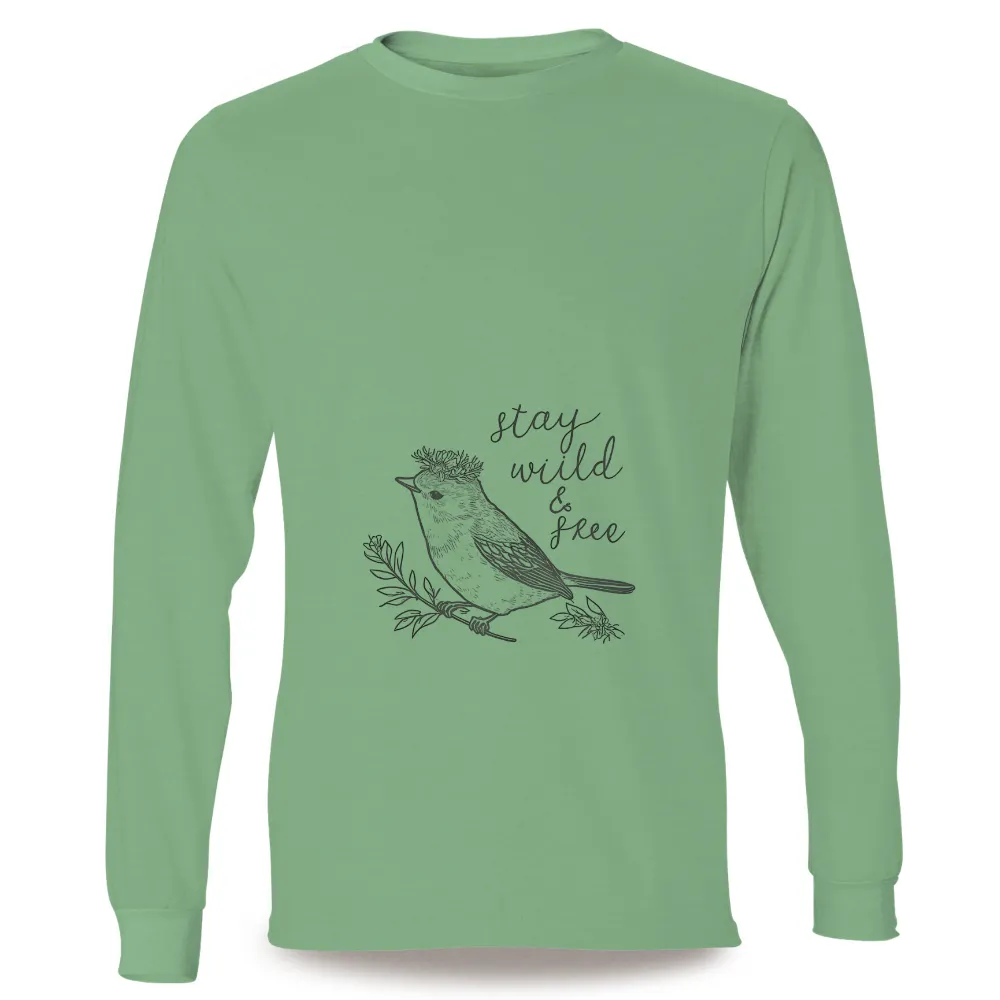 Stay Wild & Free TShirt Printing - Monochromatic Bird Design|enes kanter freedom t shirt