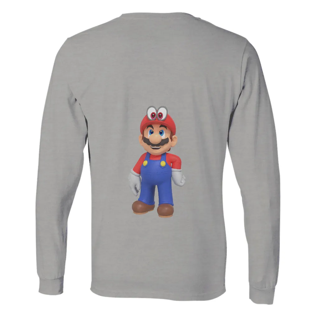 TShirt Design: Mario with Expressive Eyes - Gaming Nostalgia|cartoon character long sleeve shirts