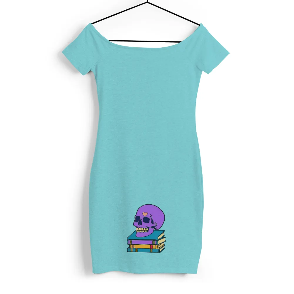 Shirts Graphic Tees: Skulls & Books - Knowledge & Enlightenment|Purple skull with a heart on its forehead