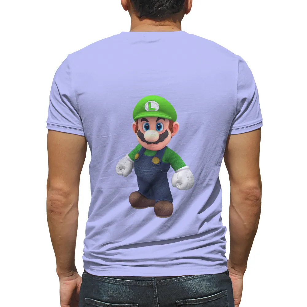 Custom Tee Shirts: Gaming Hero with Green Hat and Blue Overalls|adventure time dancing with monsters shirt