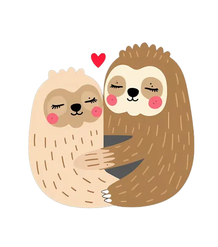 Tee Shirt Printing: Sloth Love - Warm Embrace and Pure Heart