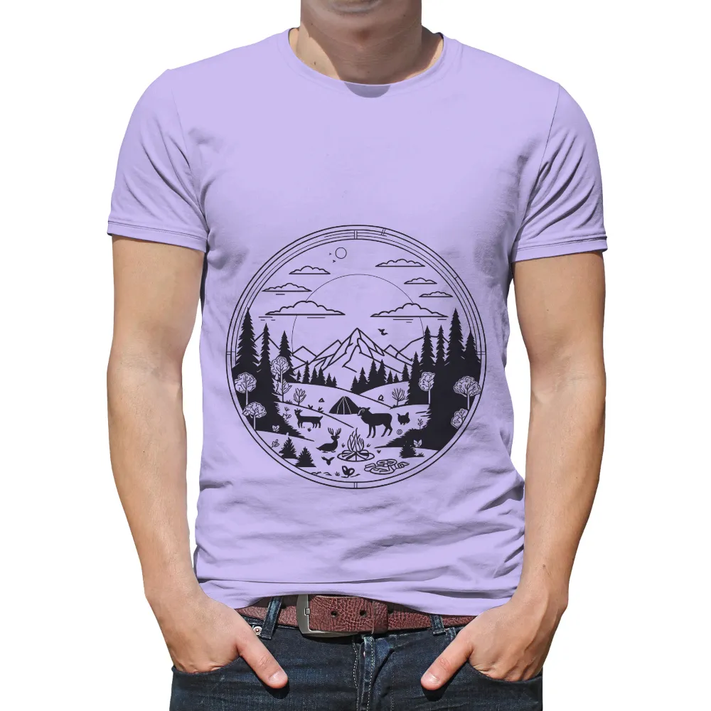 Tee Shirt Printing: Adventure Awaits - Camping Trip Design| playful animals