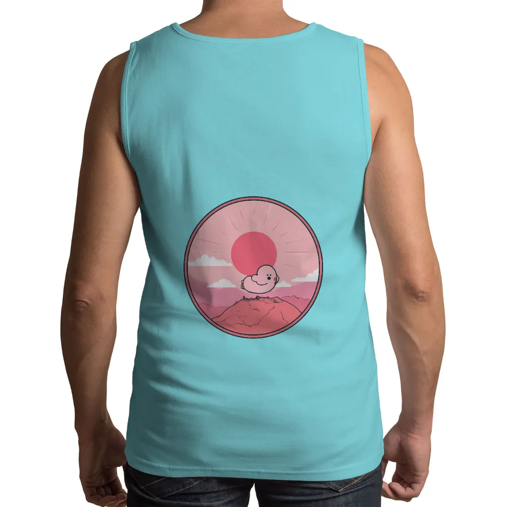 Tee Shirts Printed: Find Inner Peace with Pipo at Sunset| Pink sunset with clouds