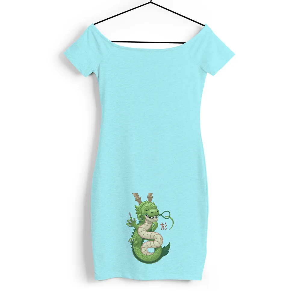 Custom T-Shirt Printing: Playful Dragon Design | Funny & Whimsical Tees| Happy dragon holding a fishing rod