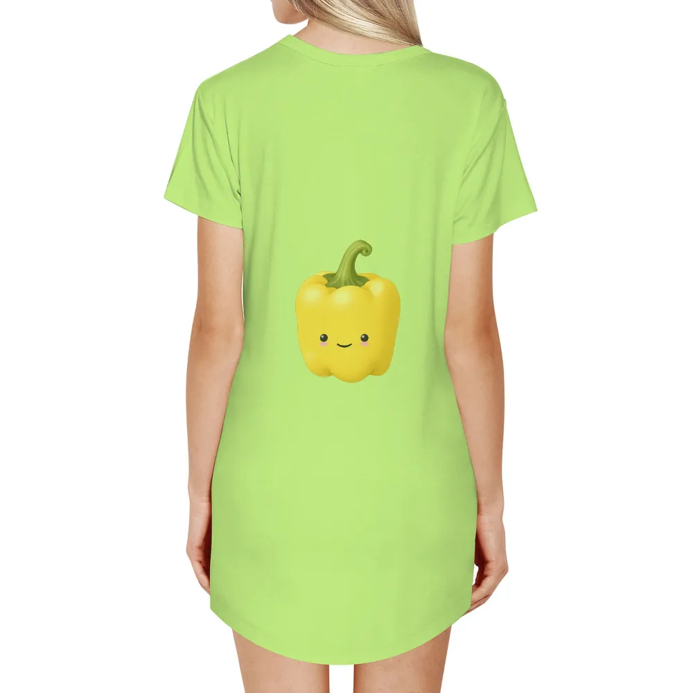 T-Shirts Pattern: Sunny the Yellow Bell Pepper - Cheerful and Quirky Design|cute shirts for dads