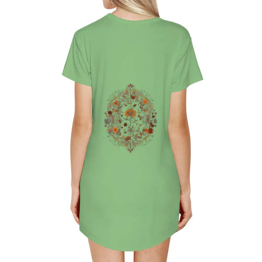 TShirt Design: Autumn Glow with Orange Flowers|butterfly glowing t shirt