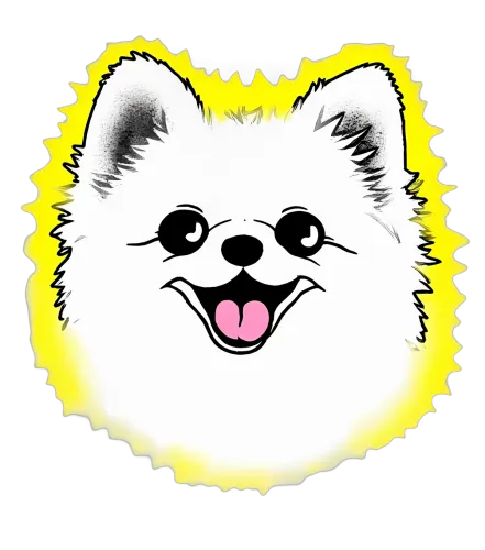 Tee Shirts Printed: Luna's Glowing Aura - Cheerful Pomeranian Design