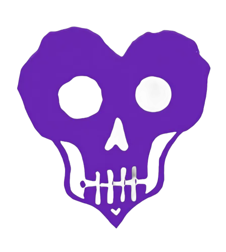 T-Shirts Pattern: Heart Skull in Purple - Artistic Love Design