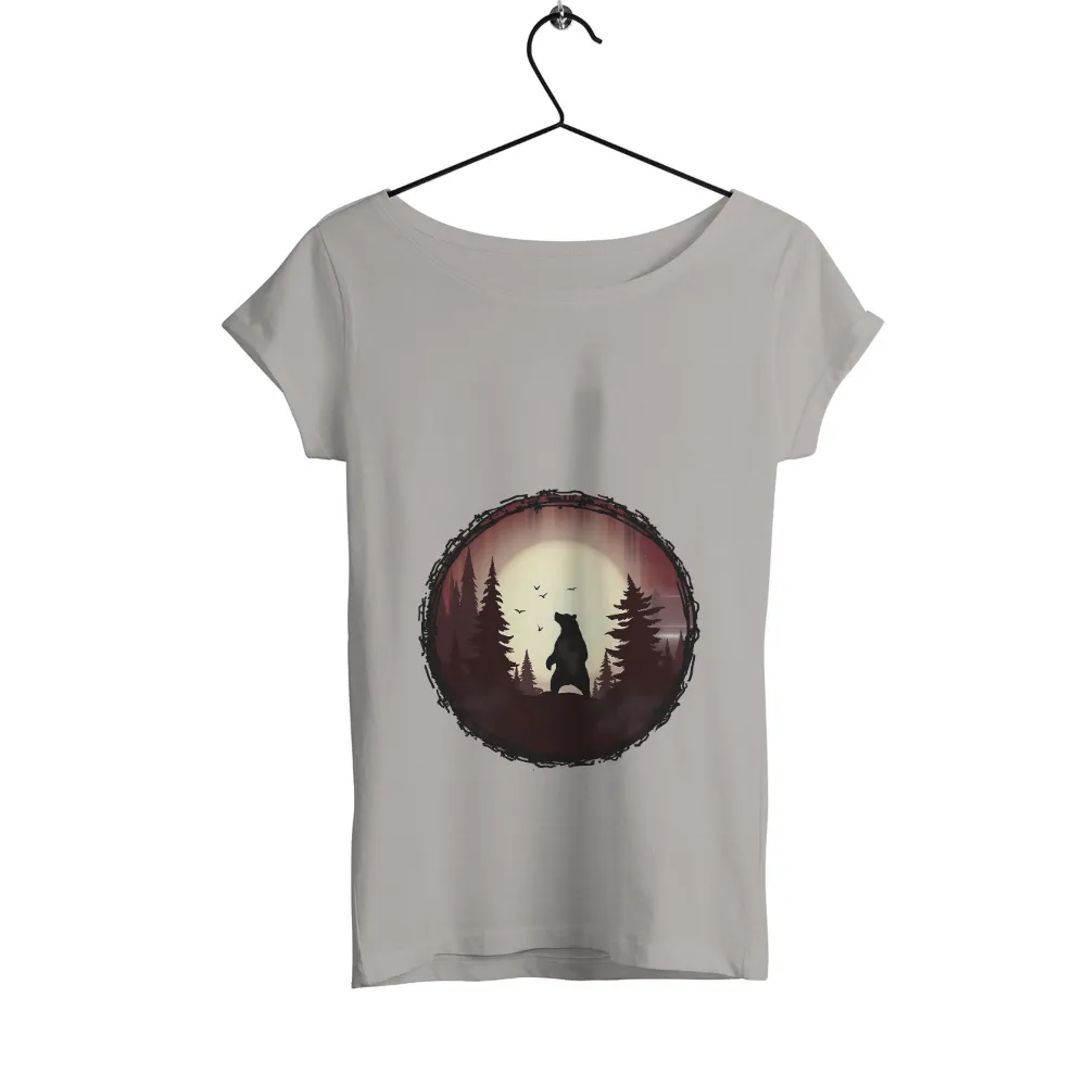 T-Shirts Pattern: Bear in the Moonlit Forest|guns whiskey beer and freedom flag