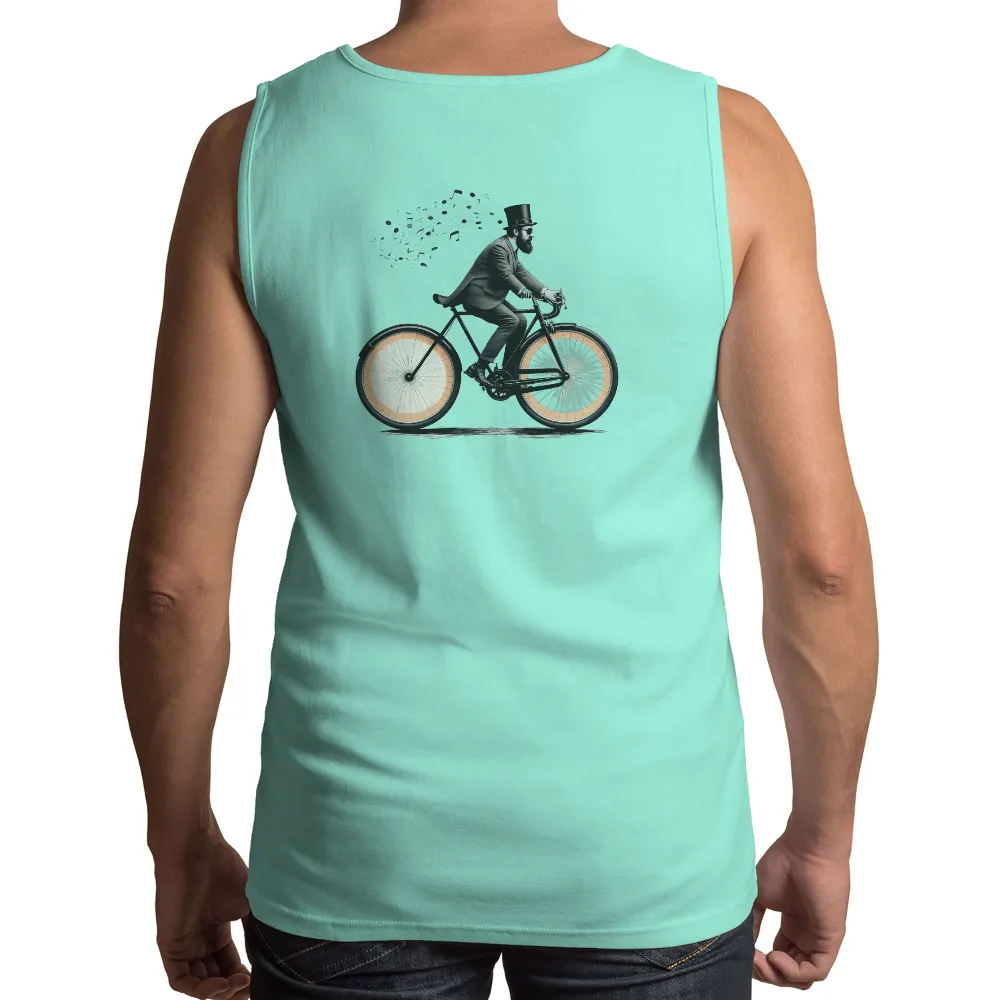 Vintage Gentleman on Bicycle: A Nostalgic Blend of Style and Music|90s vintage shirts cheap