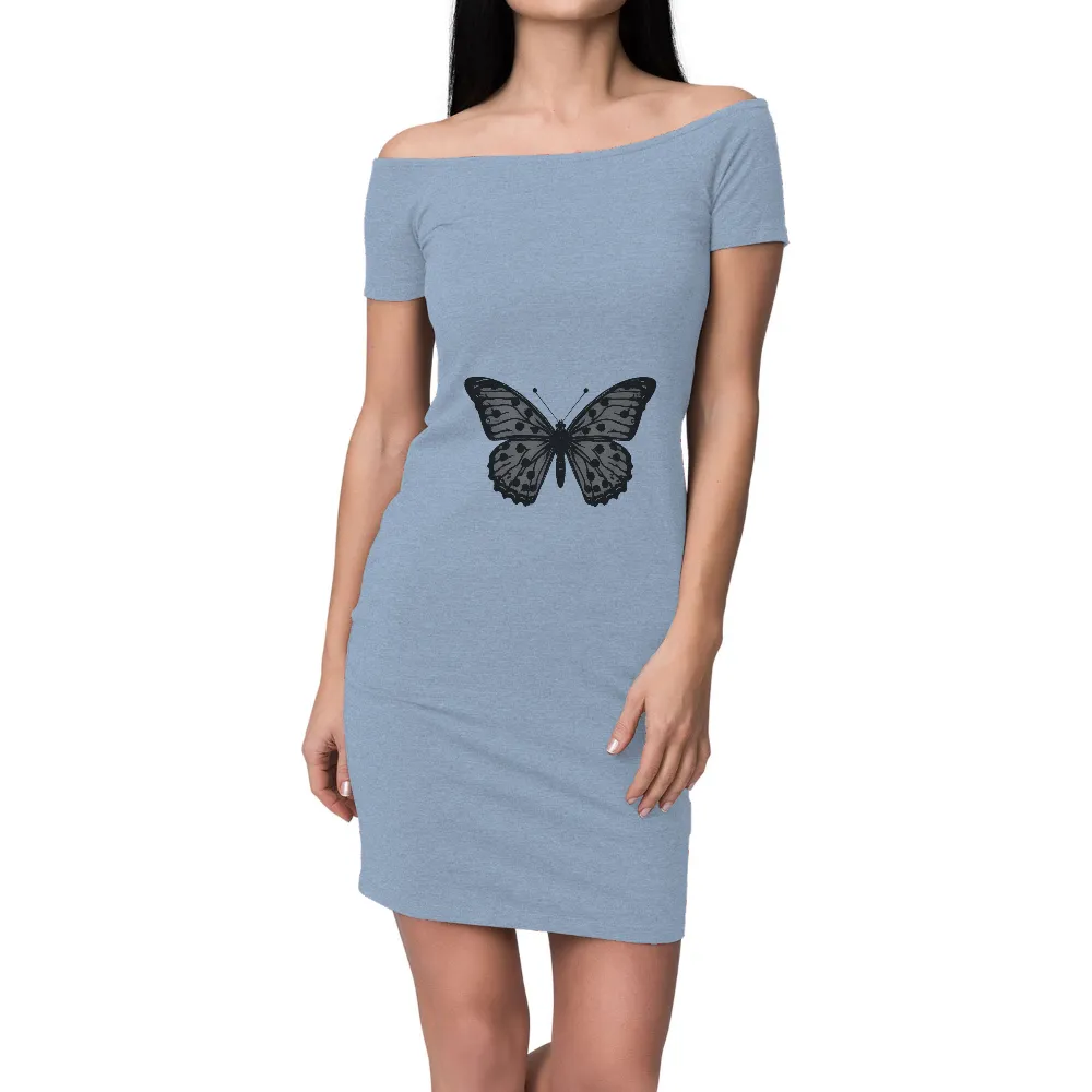 TShirt Design: Monochrome Butterfly - Transformation and Resilience|butterfly crop shirt