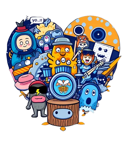 Tee Shirts Printed: Friendship & Music - Quirky Characters Unite