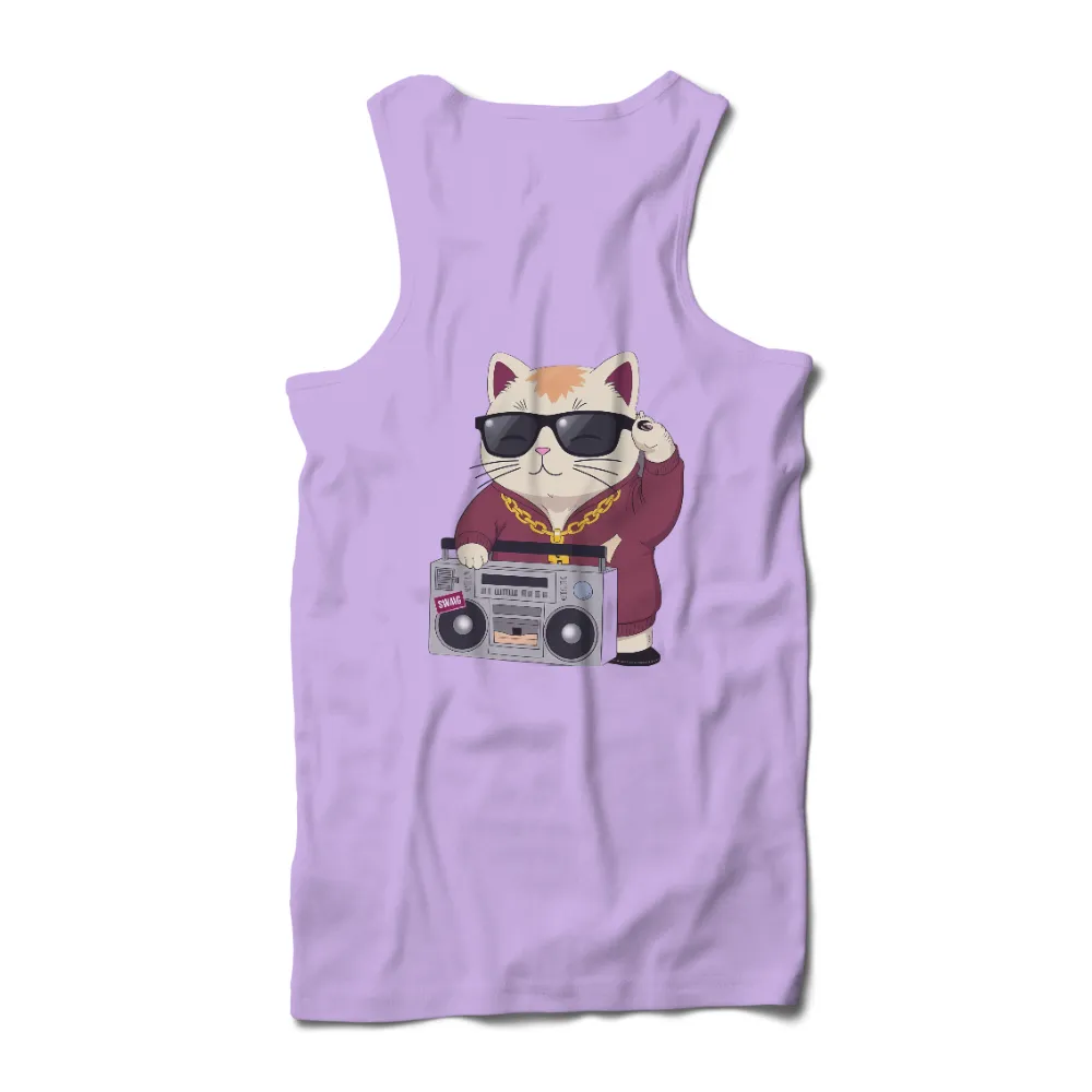 Hip-Hop Cat Tee | Tee Shirt Printing | Swag, Boombox, Music| Cartoon cat with swag