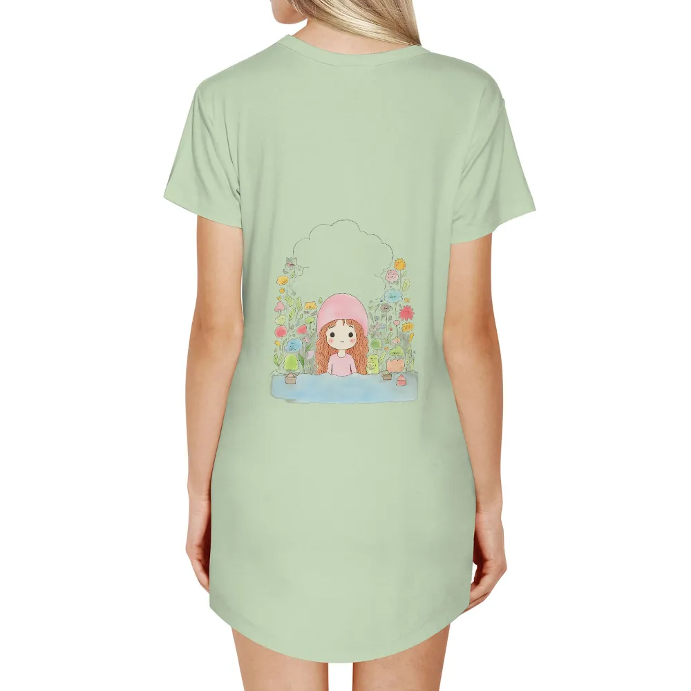 Shirts Graphic Tees | Embrace Life's Dualities with Lily's Serene River Design| Blooming flowers