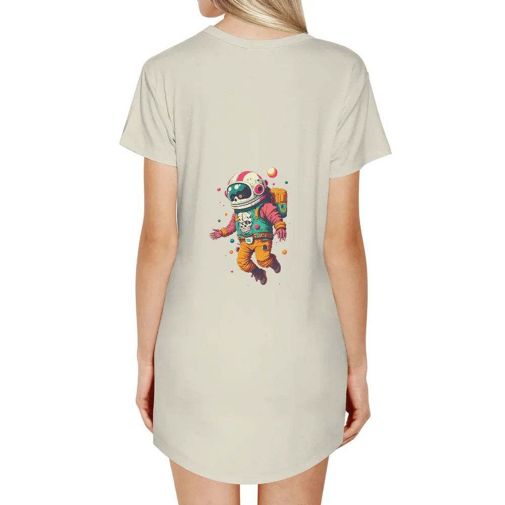 T-Shirts Design: Bold Astronaut with Skull - Cyberpunk Adventure|devin townsend space cat shirt