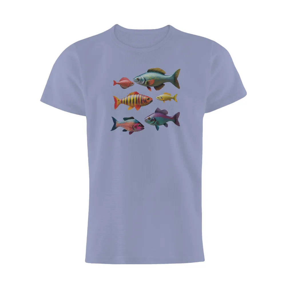 Vibrant Custom Designs Showcasing Colorful Fish and Marine Life for Underwater Enthusiasts|summer retro surf marine life printed casual tee