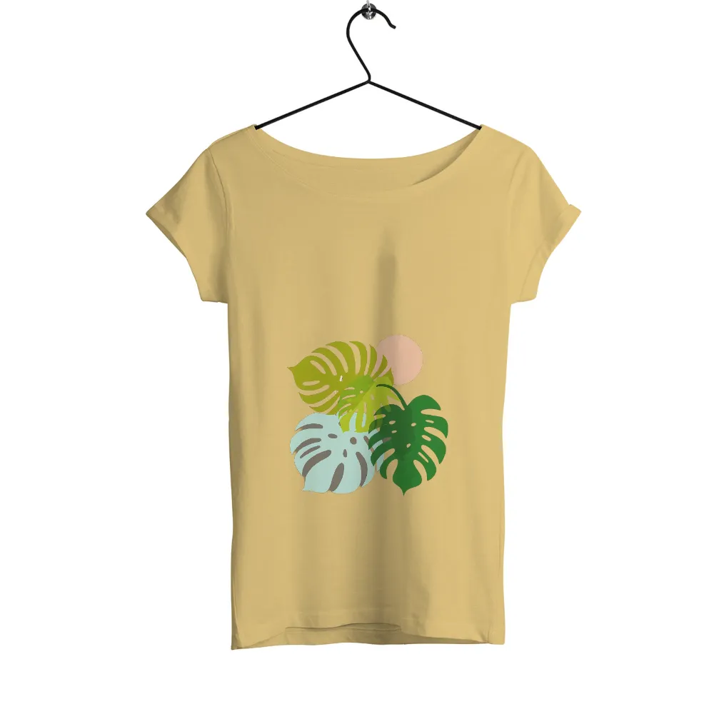 T-Shirt Printing: Monstera Leaves - Nature's Tranquility|bleach a blue shirt