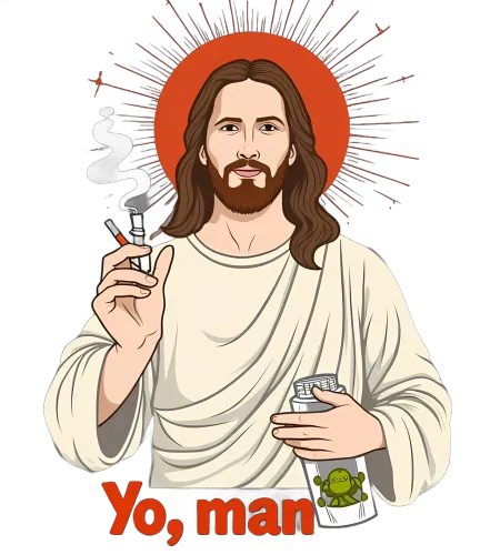 TShirt Design: Humorous Take on Religious Icon