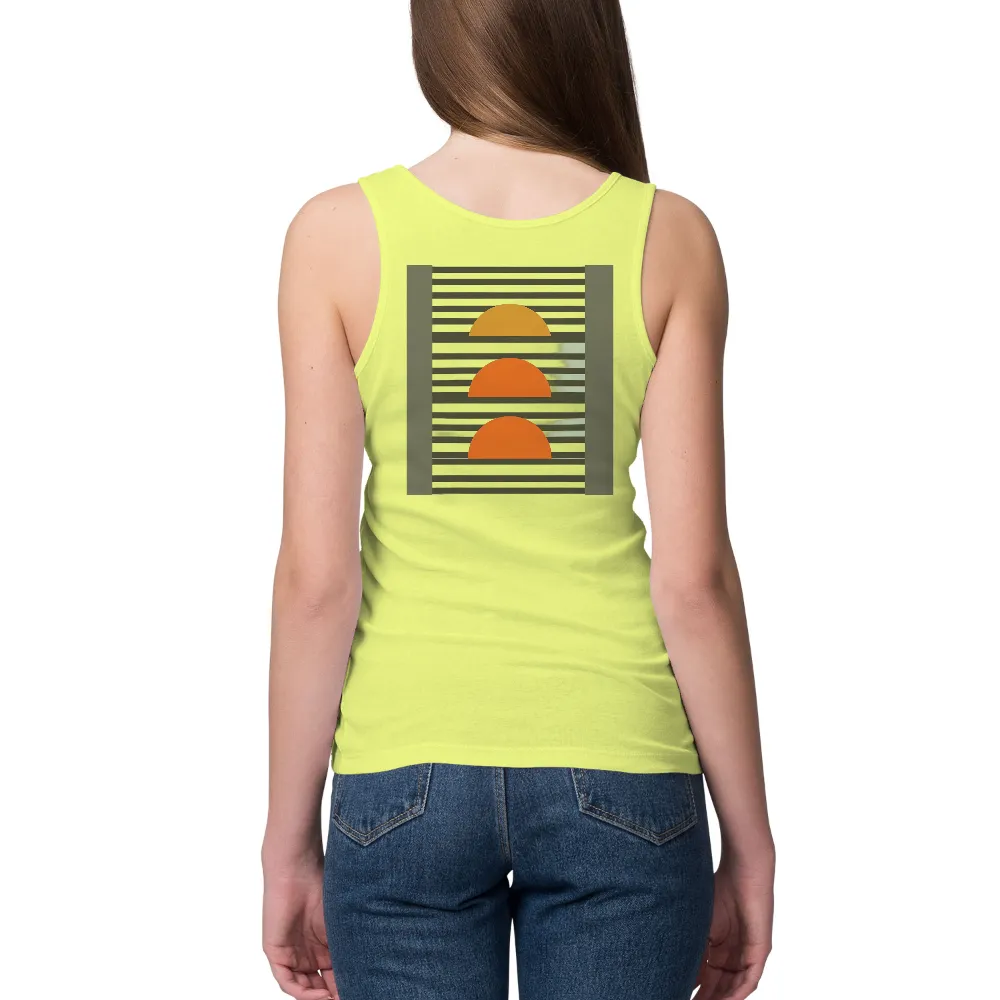 Customized Tee Shirts: Sunset Through Blinds - Minimalist Art|apna time aayega t shirt 99 rs