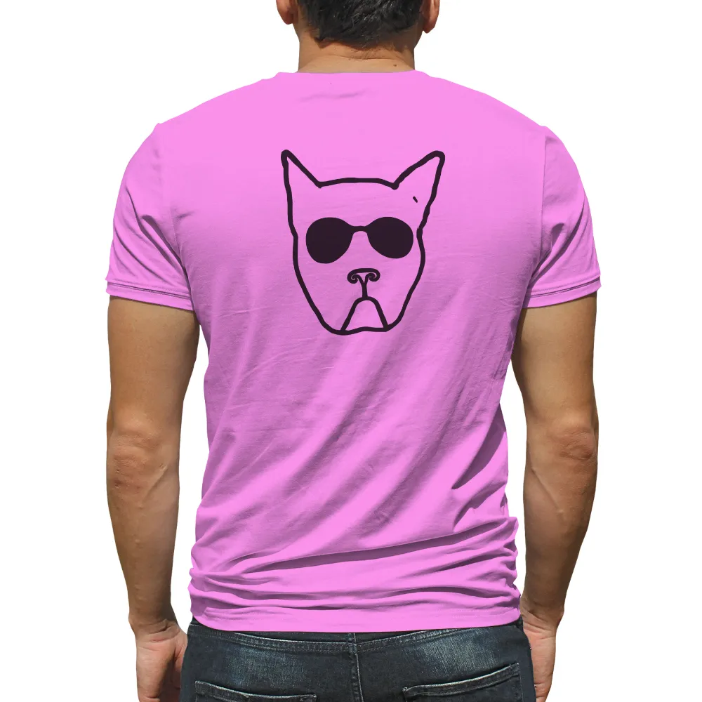 T-Shirts Custom: Cool French Bulldog with Sunglasses| minimalist line drawing