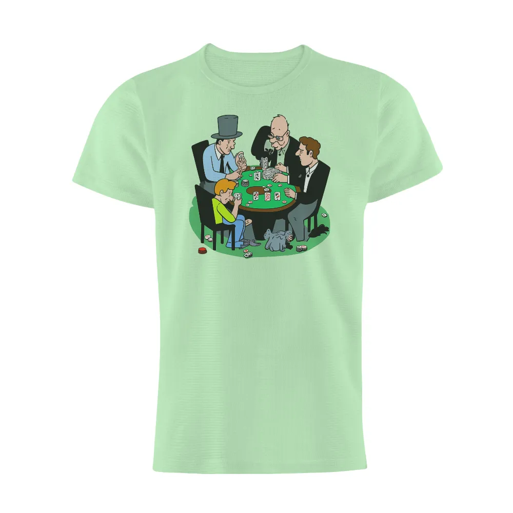 T-Shirt Printing: High-Stakes Poker Game | Vintage Retro Design| Green poker table