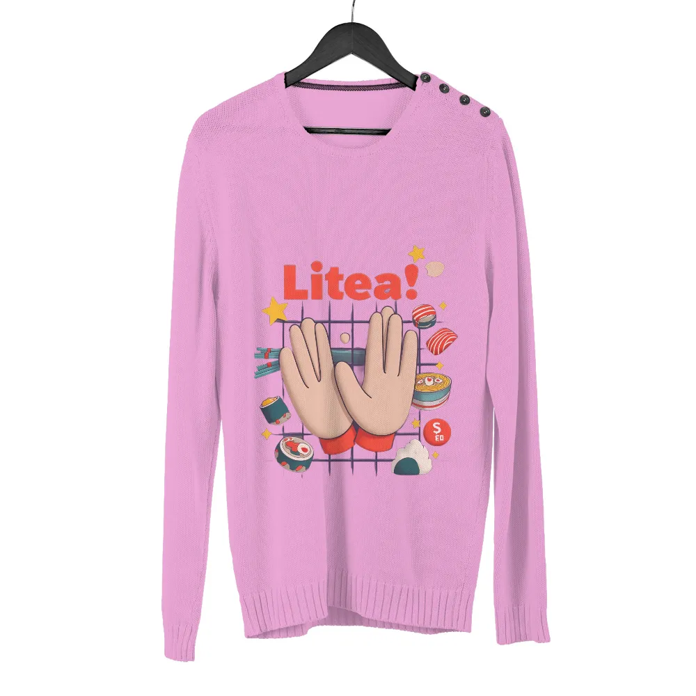 T-Shirt Printing: Litea! - Japanese Food & Cultural Symbols| playful elements