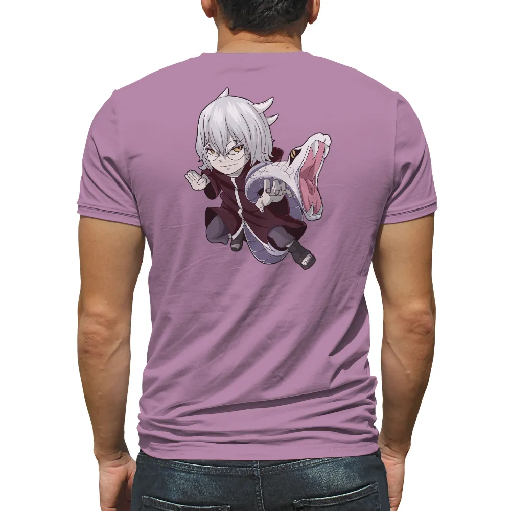 Custom T-Shirt Printing: Anime Character with Snake - Strength and Resilience|cartoon character with star on shirt