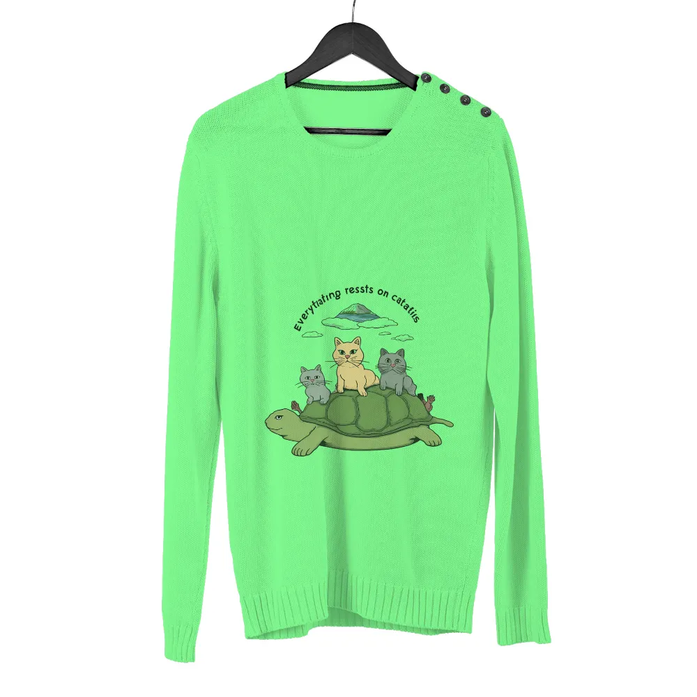 Custom Tee Shirts: Cats on Turtle - Tranquility and Peace|the mountain butterfly t shirt