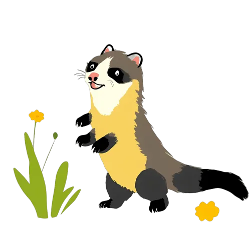 Shirts Graphic Tees: Whimsical Ferret and Flower Design