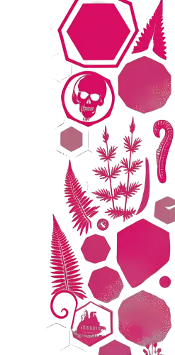 Tee Shirt Printing: Nature's Contrast - Skull and Ferns in Pink Hues