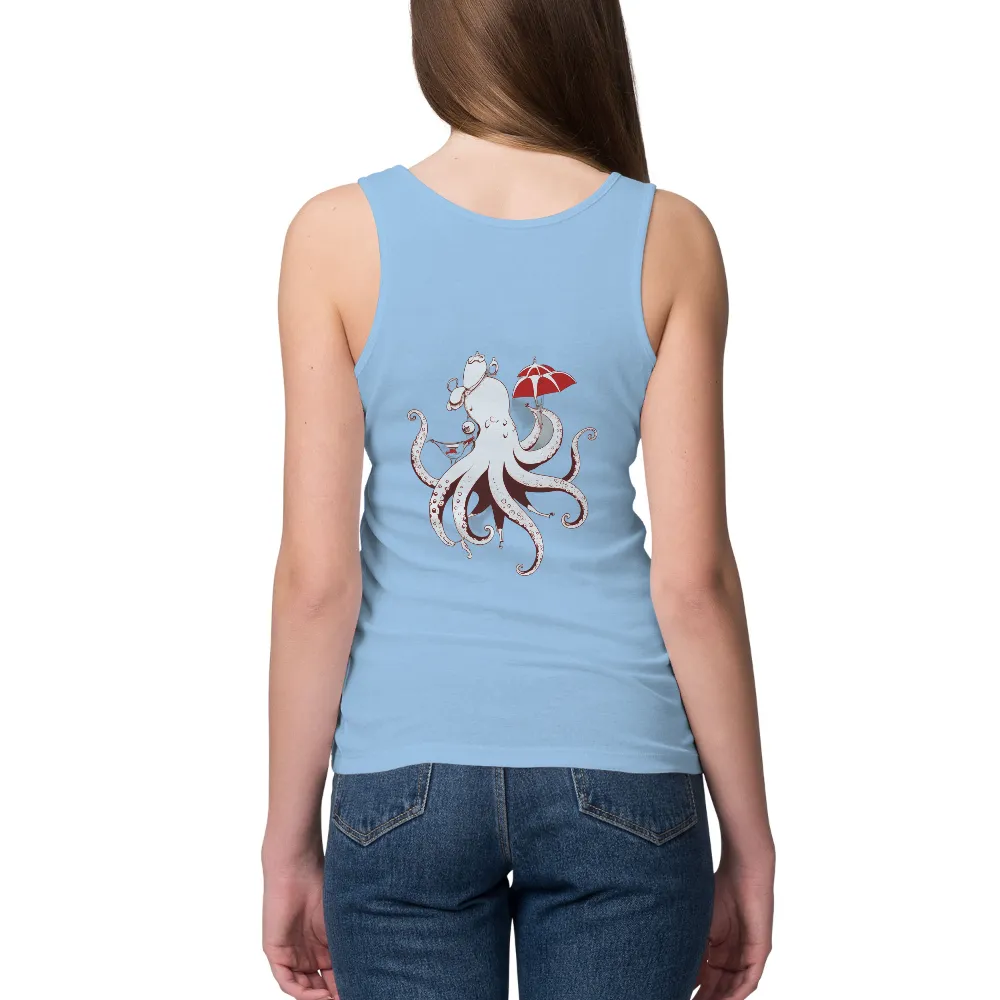 T-Shirts Custom: Vintage Octopus Tea Party|casual vintage sun moon t shirt