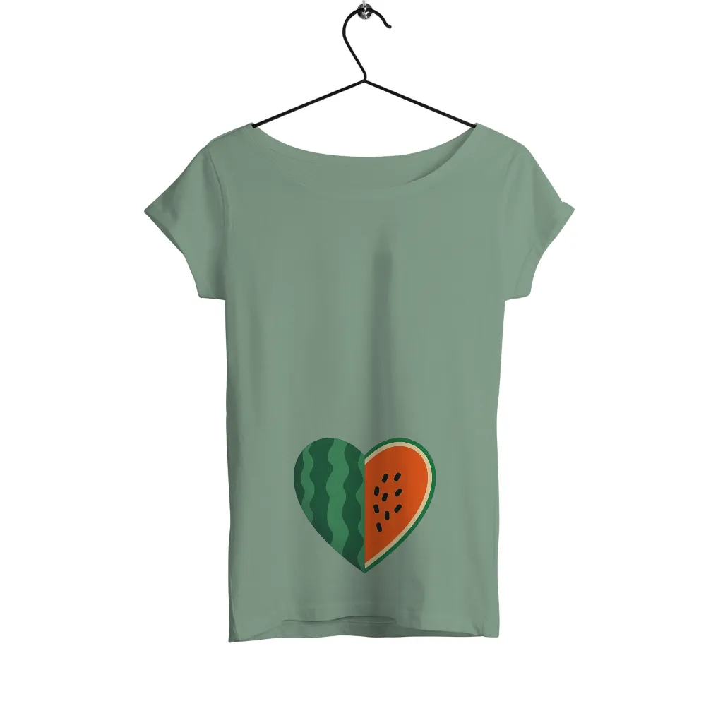 Custom Tee Shirts | Watermelon Heart: A Symbol of Summer Joy| vibrant colors