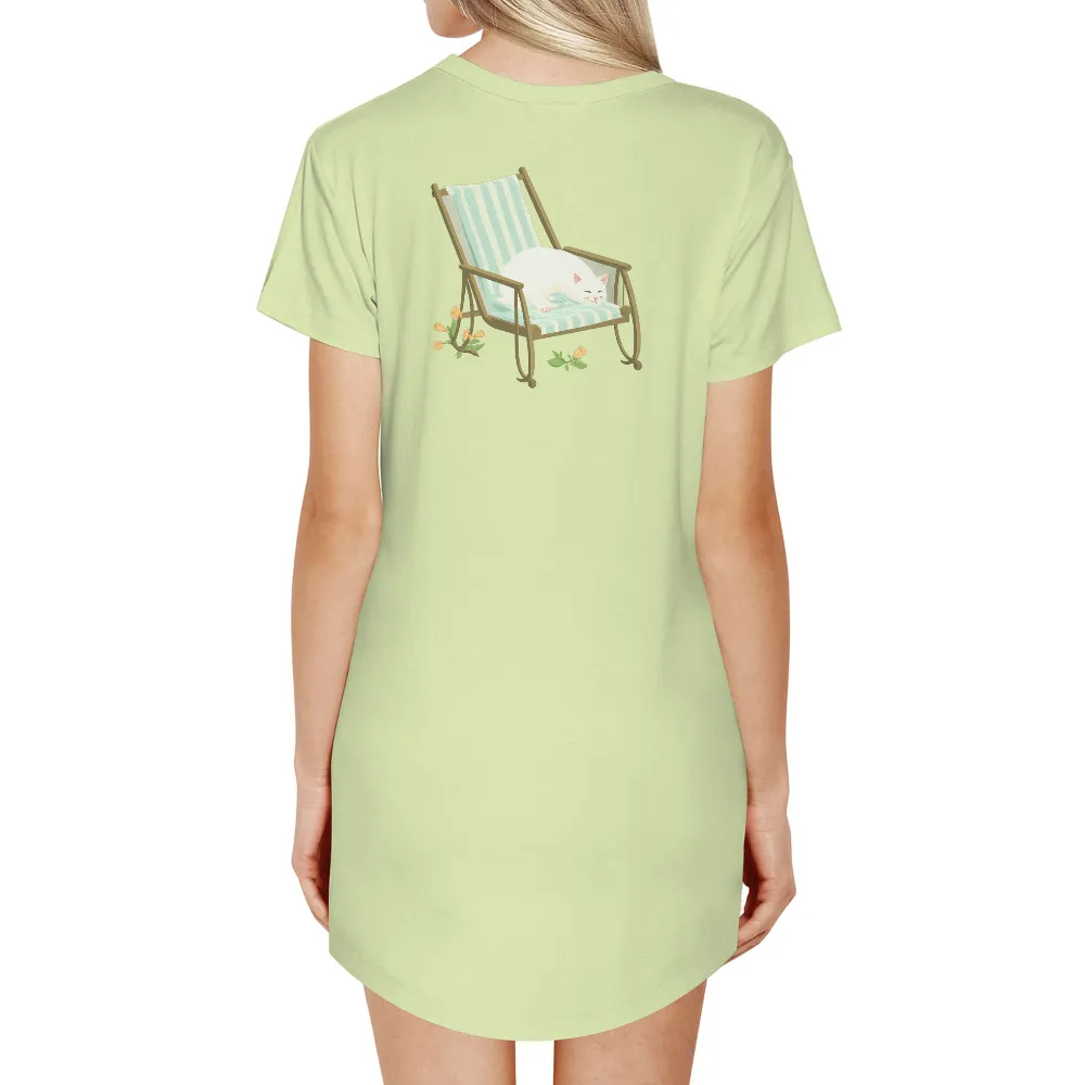 Tee Shirts Printed: Vintage Rocking Chair Cat - Relaxation and Tranquility|90s vintage t shirts cheap