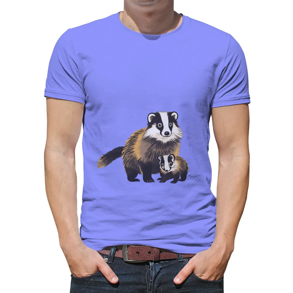 Custom Tee Shirts: Badger Family Love - Wildlife Illustration|family shirts for fathers day