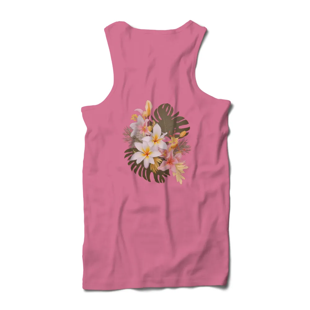 TShirt Design: Tropical Elegance with Plumeria and Lilies|t shirt roblox elegant