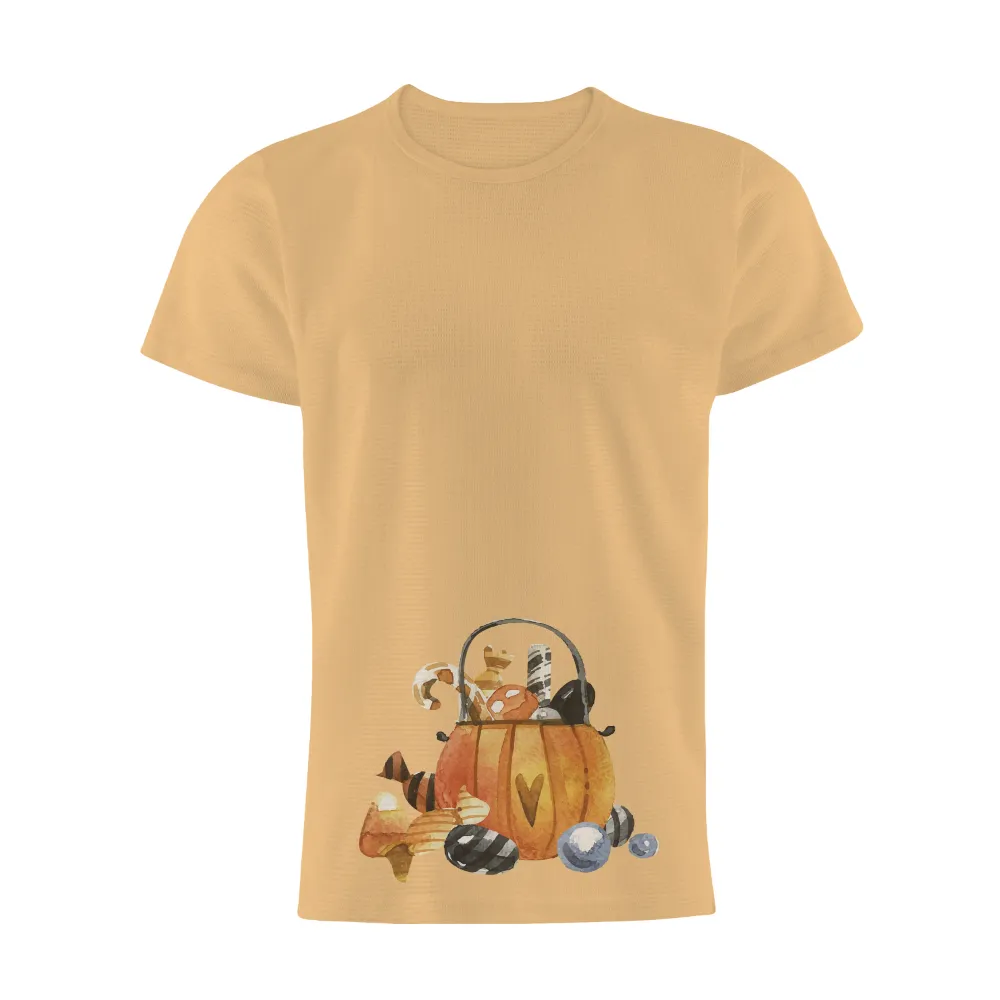 Graphic Tees: Whimsical Halloween Pumpkin Basket - Festive and Spooky|bleached halloween shirts dollar tree