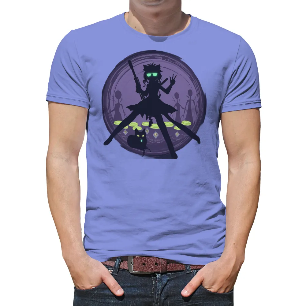 Customized Tee Shirts: Luna, the Cyberpunk Warrior with Glowing Eyes|lebron ultimate warrior