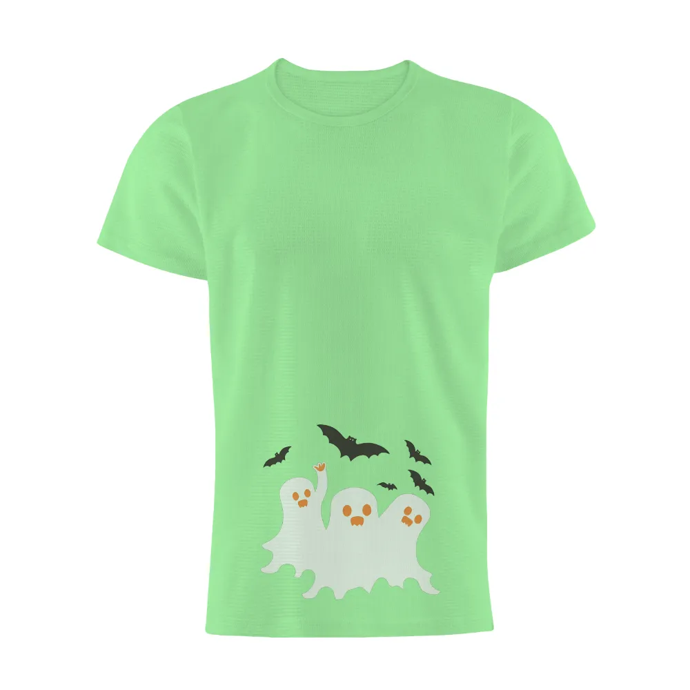 Graphic Tees: Friendly Ghosts & Bats - Whimsical Halloween Design|men halloween t shirts for adults